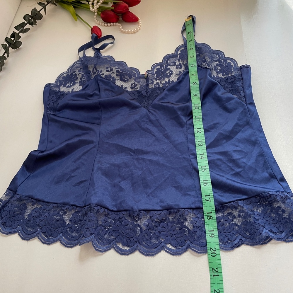 Vintage Lingerie Babydoll Slip Cami Top Lace Satin 36 /S Festival Y2K Romantic - Picture 11 of 15